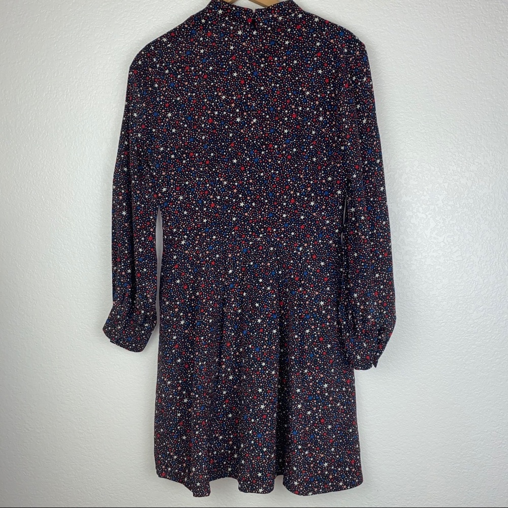 Madewell 100% Silk Red White & Blue Stars Tie Silk Dress - Picture 6 of 12
